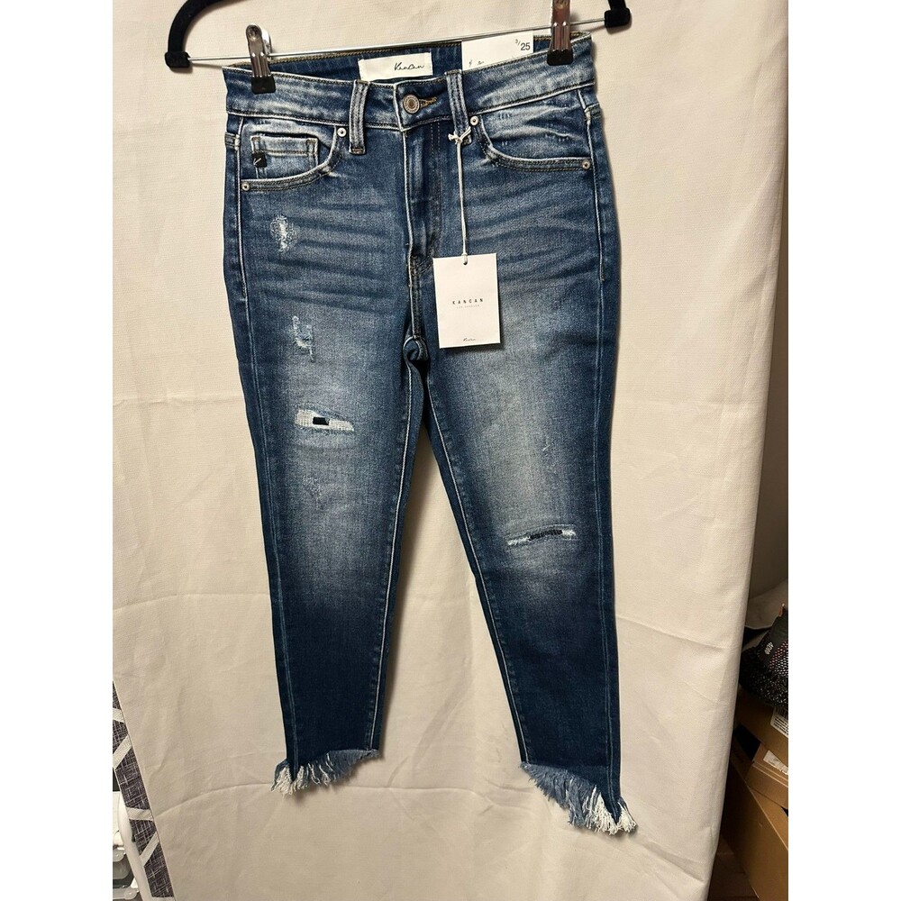 NWT Kancan Woman's High Rise Ankle Skinny Jeans Distressed Size 3/25